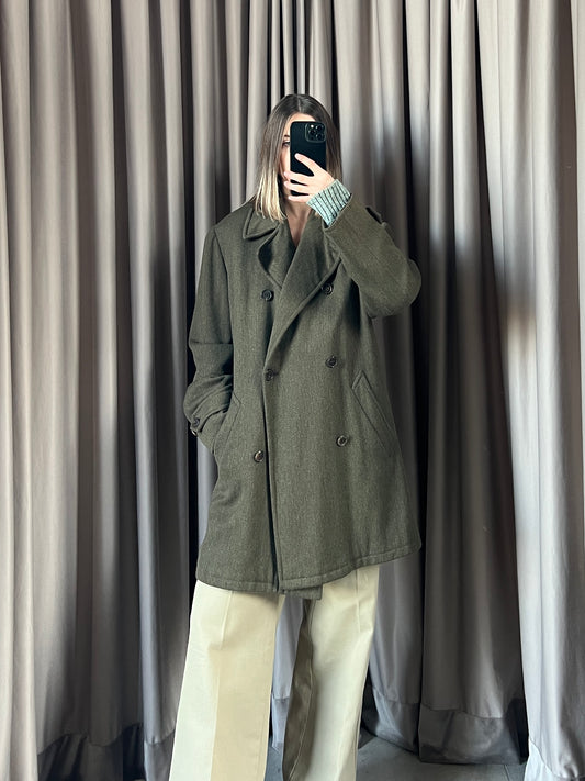 Cappotto vintage Hermes verde lana/cashmere tg M