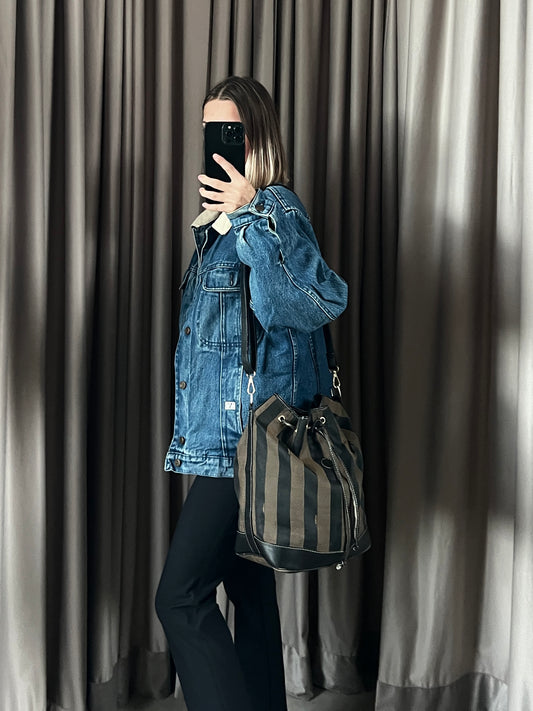 Borsa vintage Fendi nero/zucca traccola