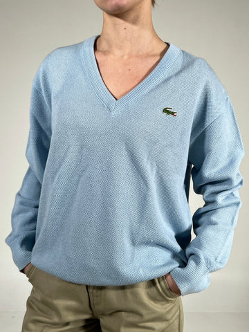 Maglia vintage Lacoste lana celeste tg M