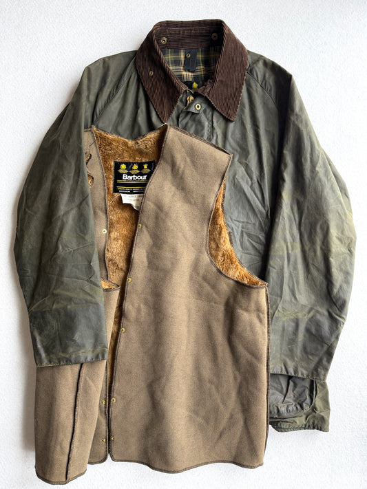Giacca vintage Barbour Beaufort verde con interno tg C46