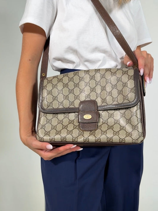 Borsa vintage Gucci monogram a spalla con dustbag