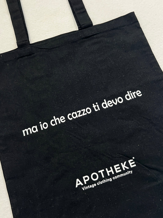 Shopper Apotheke Vintage nera 100% cotone