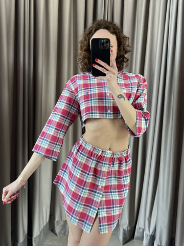 Coordinato vintage Ralph Lauren tartan tg XS/S