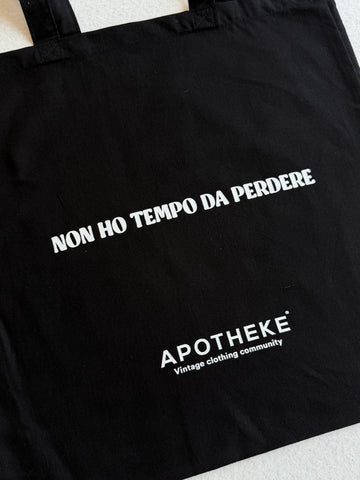 Shopper Apotheke Vintage nero 100% cotone