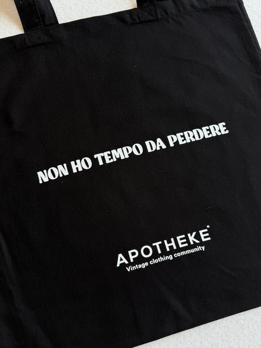 Shopper Apotheke Vintage nero 100% cotone
