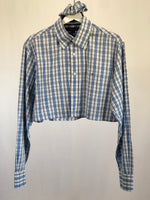 Carica l&#39;immagine nel visualizzatore di Gallery, Camicia vintage Tommy Hilfiger cropped celeste bianco tg L/XL
