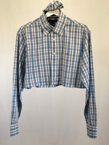 Camicia vintage Tommy Hilfiger cropped celeste bianco tg L/XL