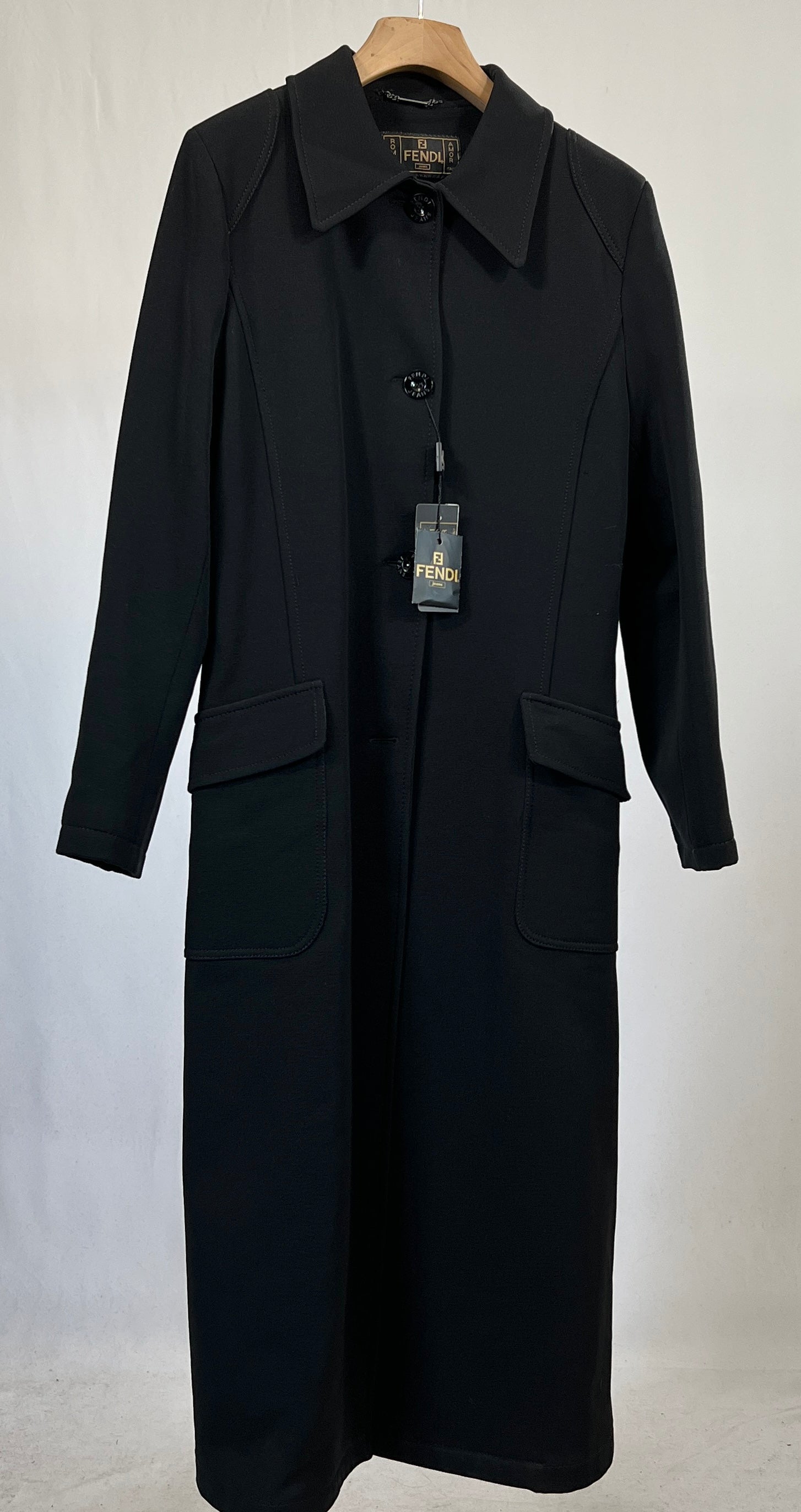 Cappotto vintage Fendi nero lungo tg M