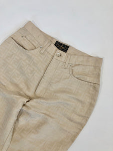 Pantaloni vintage Fendi monogram in lino tg 46