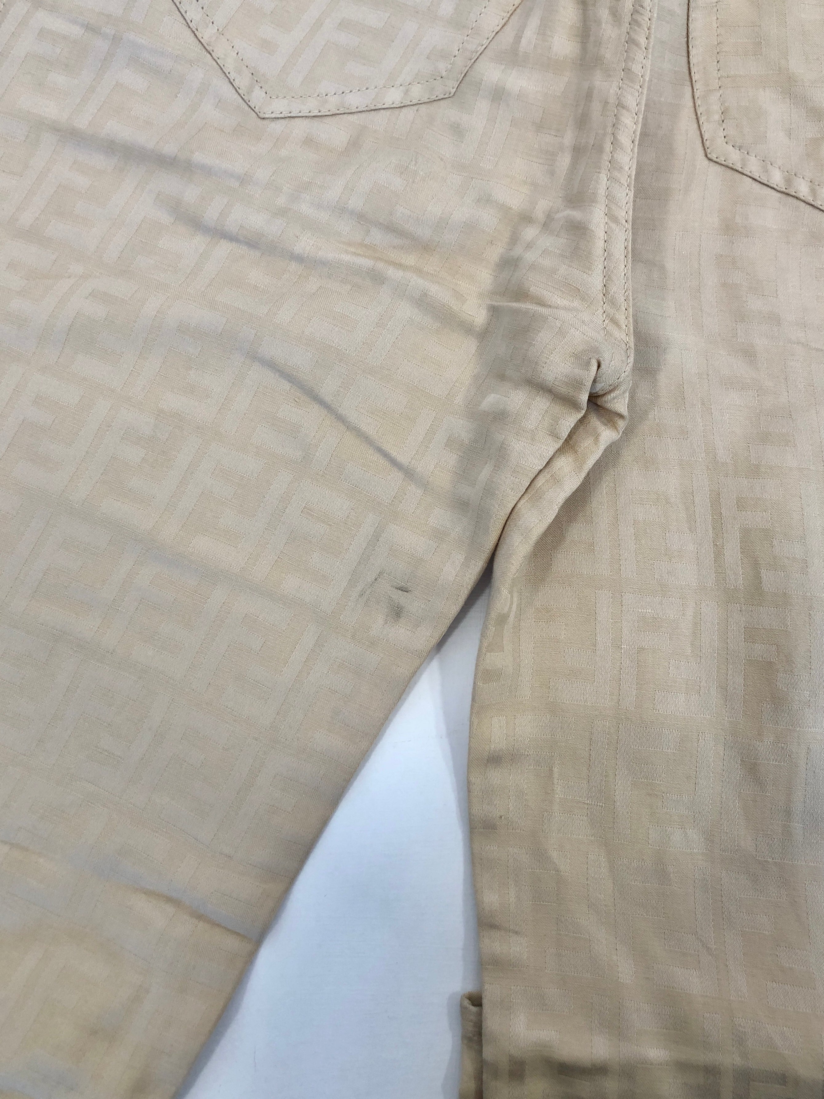 Pantaloni vintage Fendi monogram in lino tg 46