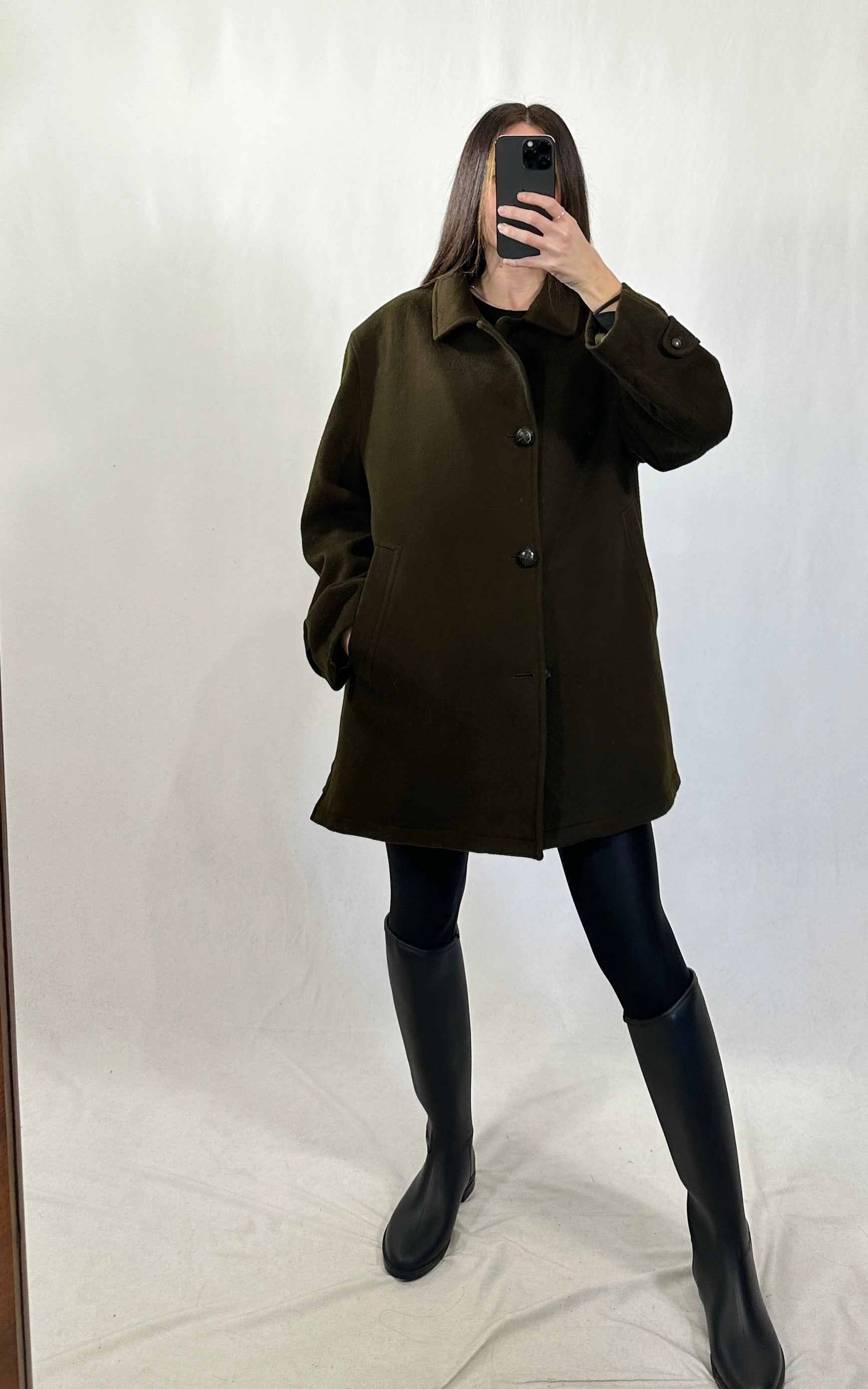 Cappotto vintage Burberry verde lana tg XL