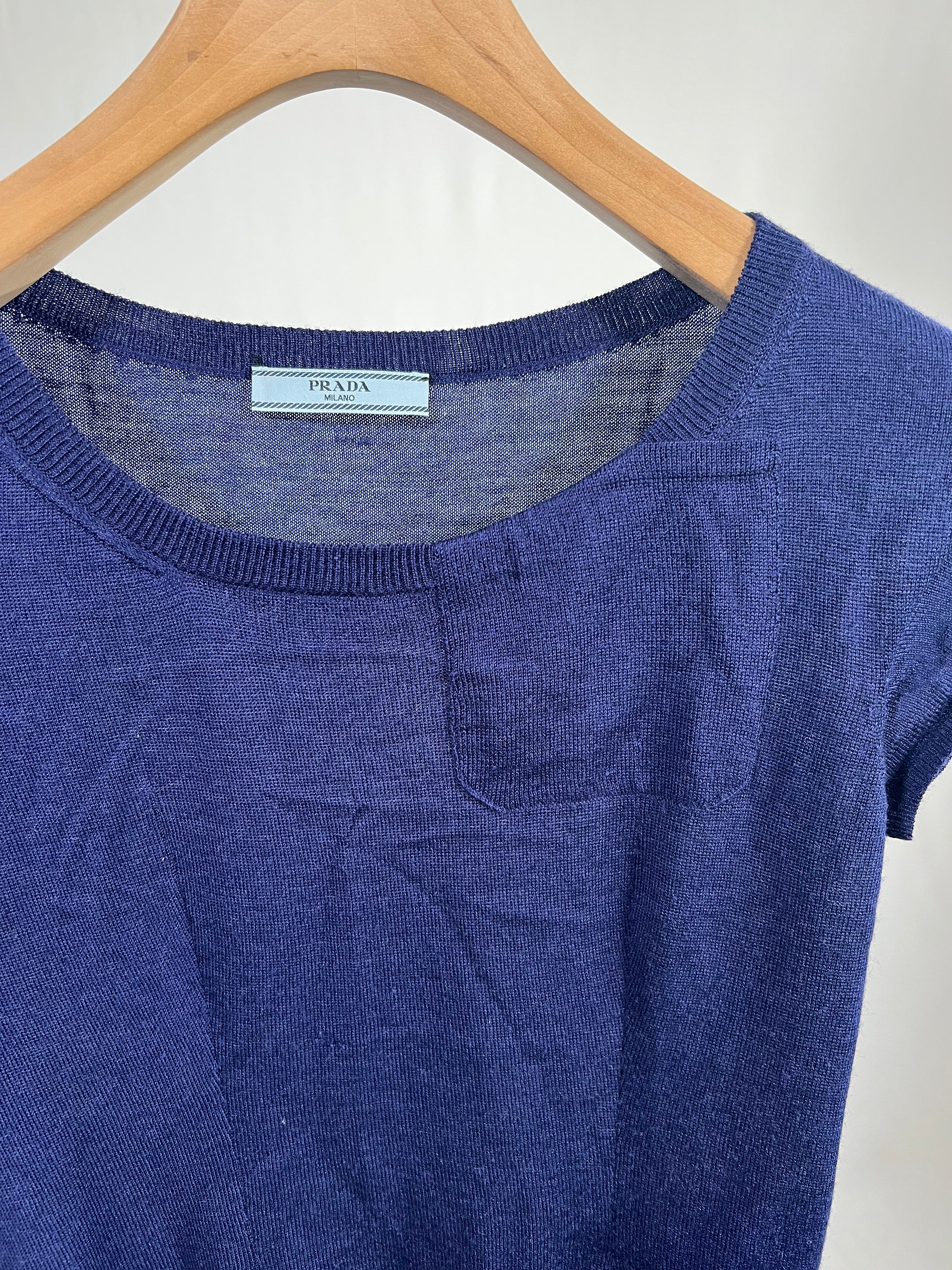 Maglia vintage Prada in seta/lana blu tg S