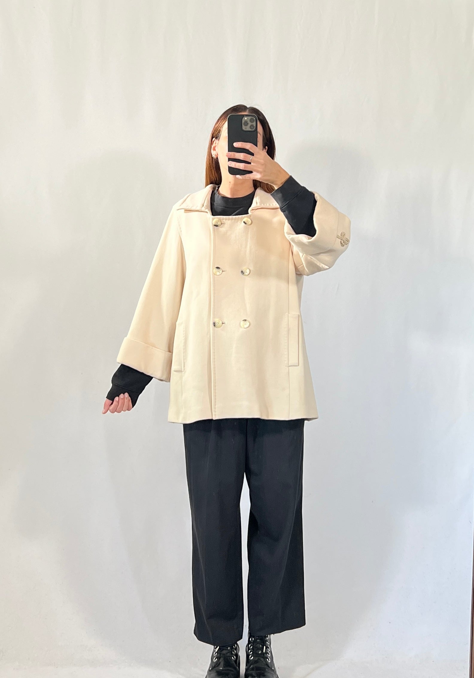 Cappotto vintage Max Mara panna doppiopetto tg 46