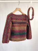 Carica l&#39;immagine nel visualizzatore di Gallery, Maglia crop crochet handmade multicolor tg S
