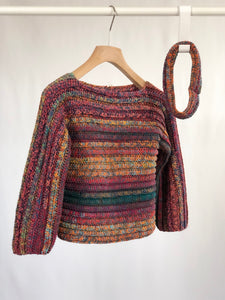 Maglia crop crochet handmade multicolor tg S