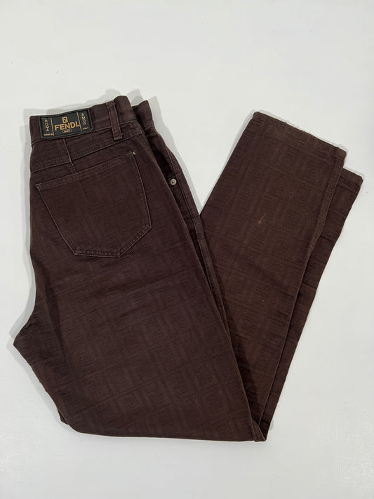 Pantaloni vintage Fendi monogram marrone tg M