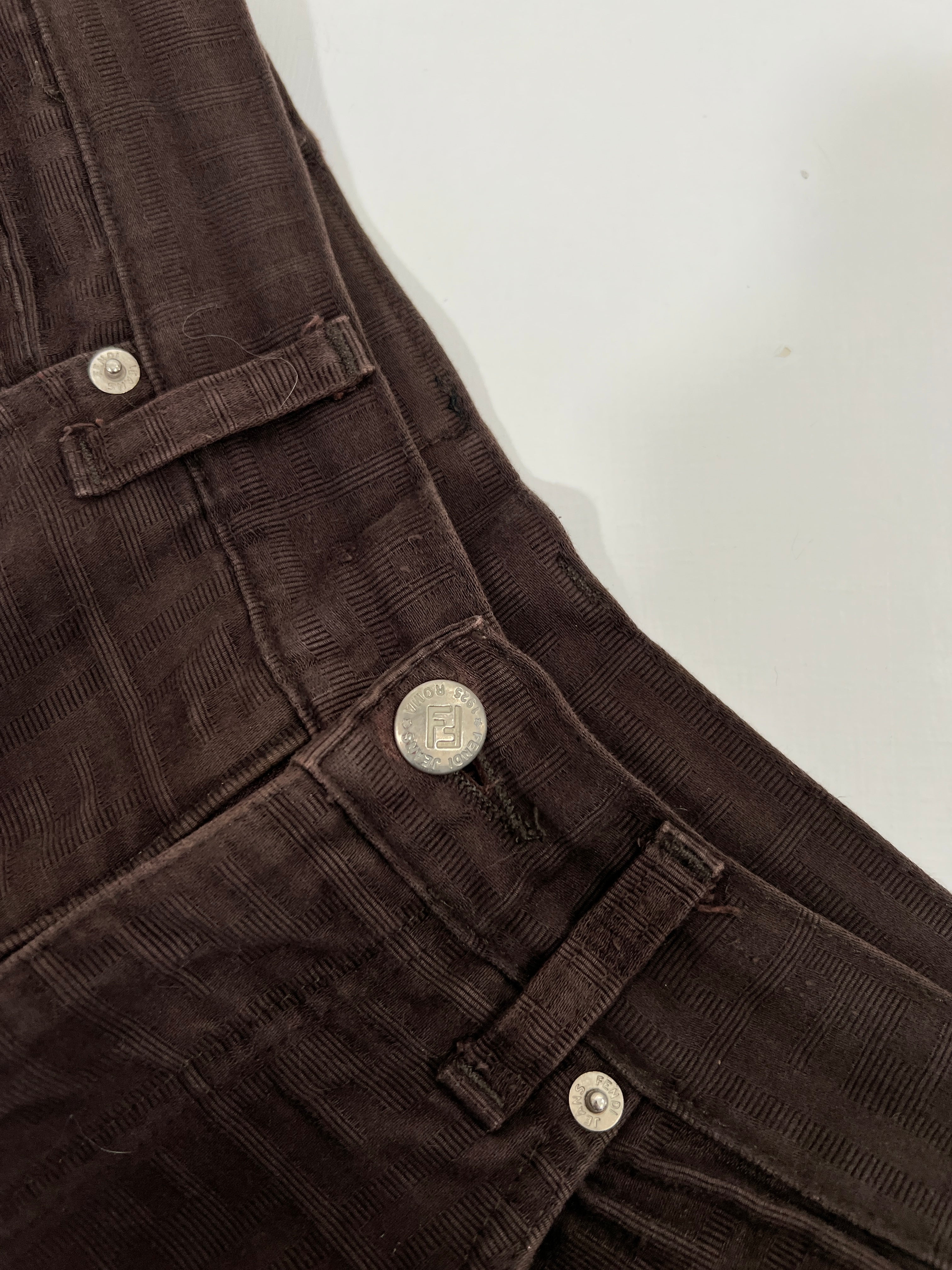 Pantaloni vintage Fendi monogram marrone tg 44