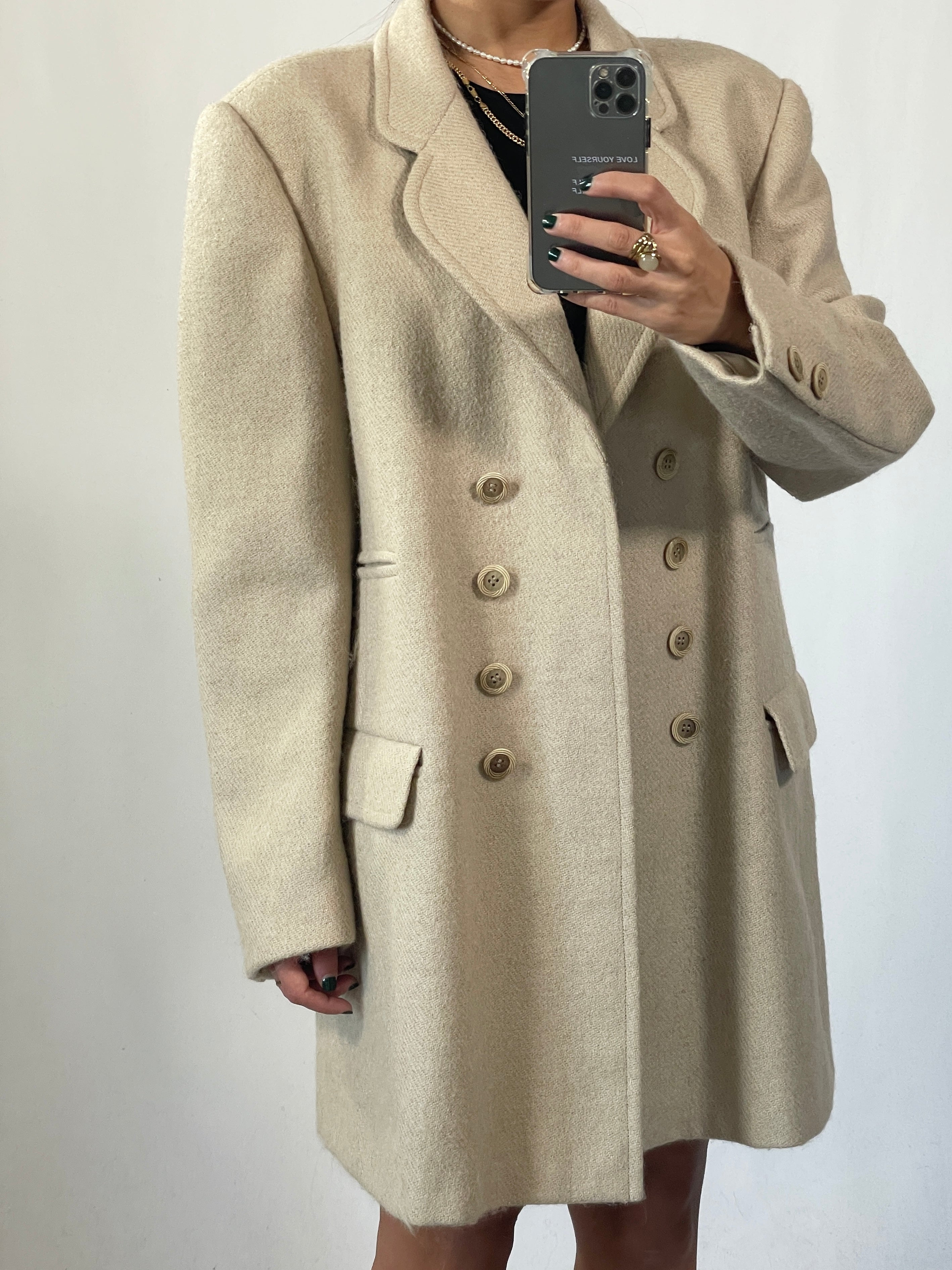 Cappotto vintage Max Mara in lana doppiopetto tg L