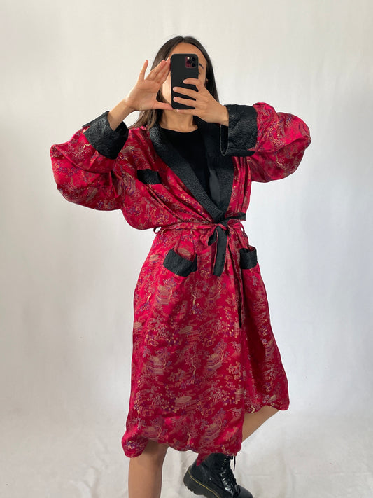 Kimono orientale vintage seta/raso tg XL