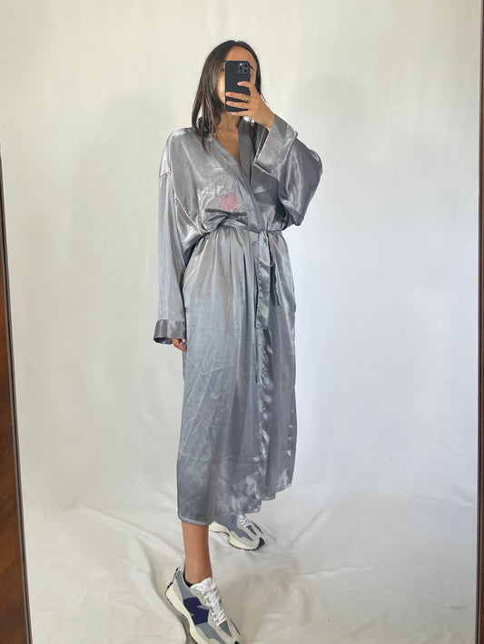 Kimono orientale vintage grigio/rosa tg XL