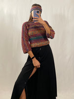 Carica l&#39;immagine nel visualizzatore di Gallery, Maglia crop crochet handmade multicolor tg S
